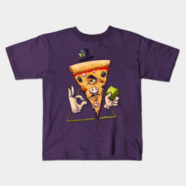 Illuminati Pizza Kids T-Shirt by Hulkey